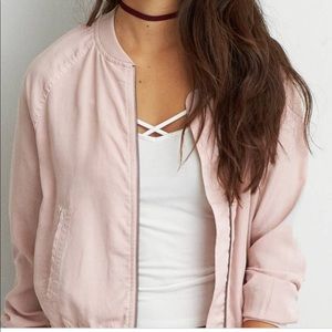 Blush pink bomber jacket